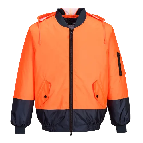 Portwest Hi-Vis Bomber Jacket 2 Tone Waterproof Reflective Work Safety MJ304