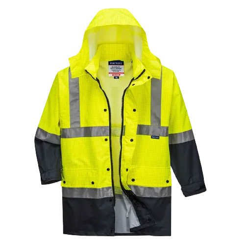 Portwest Mackay Anti-Static Jacket Waterproof Hood Reflective Work Safety MJ370