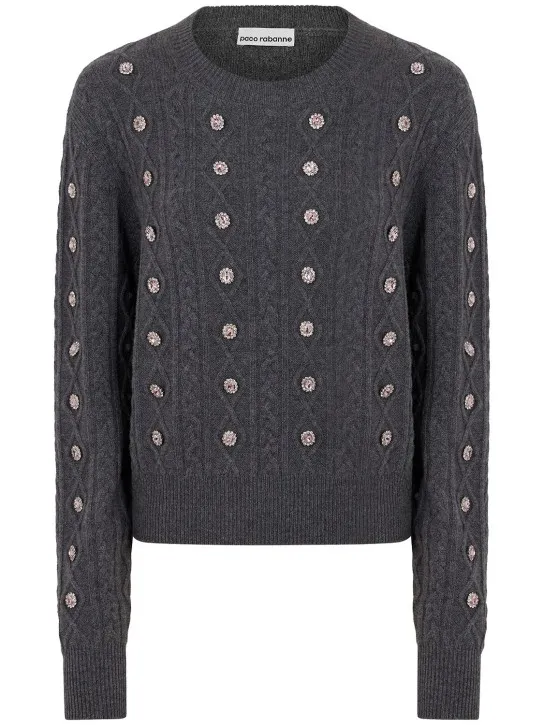 Rabanne   Wool &amp; cashmere knit sweater w/crystals 