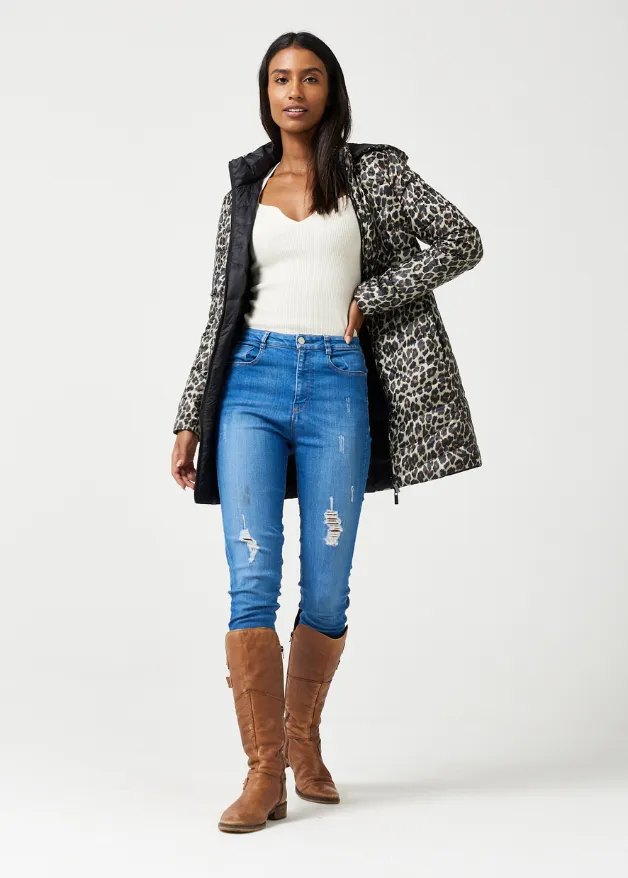 Reversible Classic Leopard Duck Down Puffer Coat