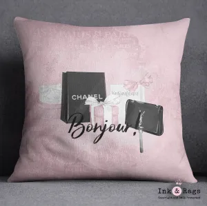 Shopping Spree Fashion Bonjour Throw Pillow