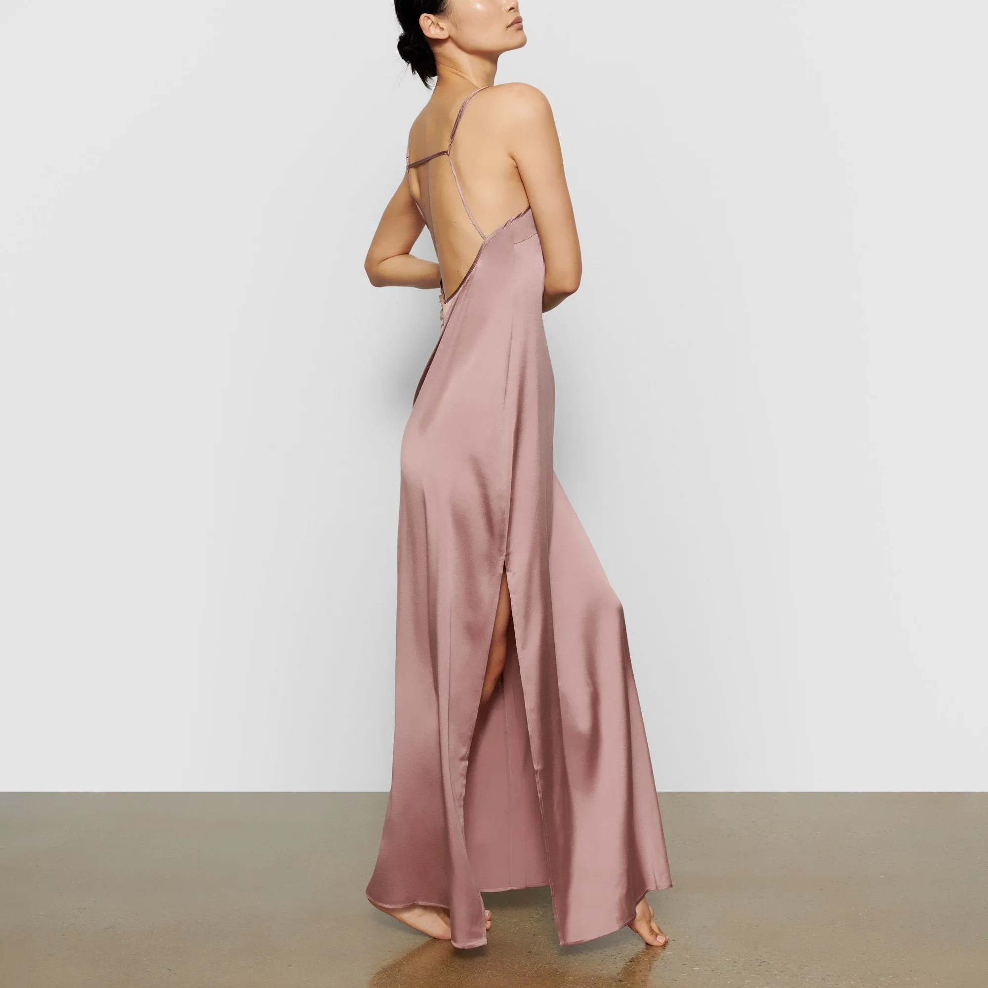 SILK LONG SLEEP SLIP | ROSE