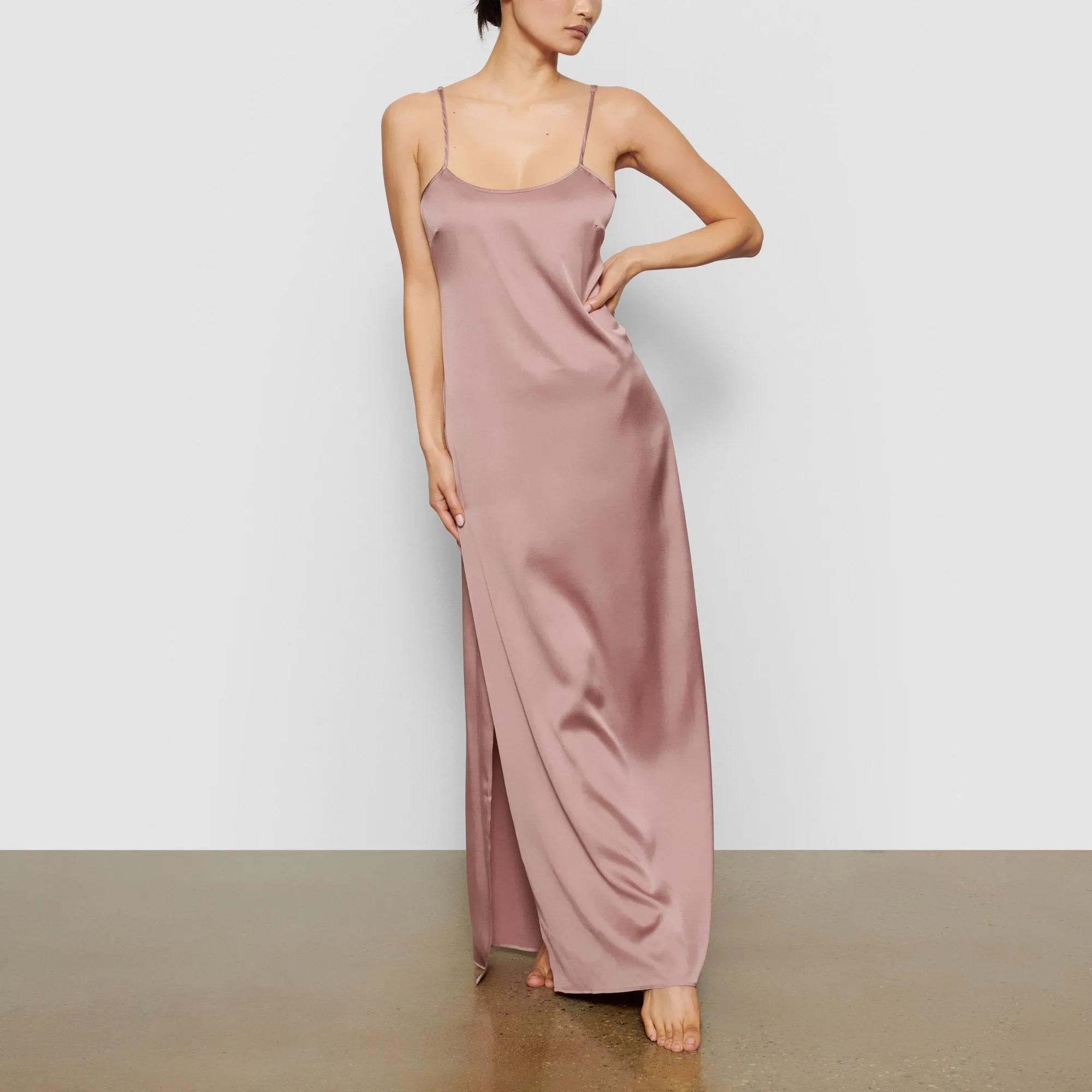 SILK LONG SLEEP SLIP | ROSE
