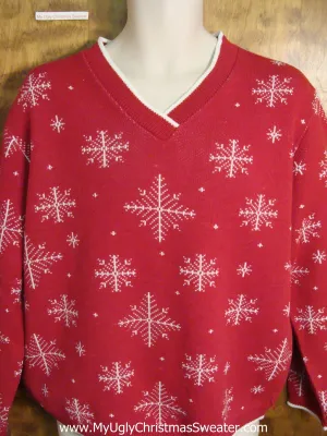 Snowflakes 2sided Red 80s Cute Holiday Sweater