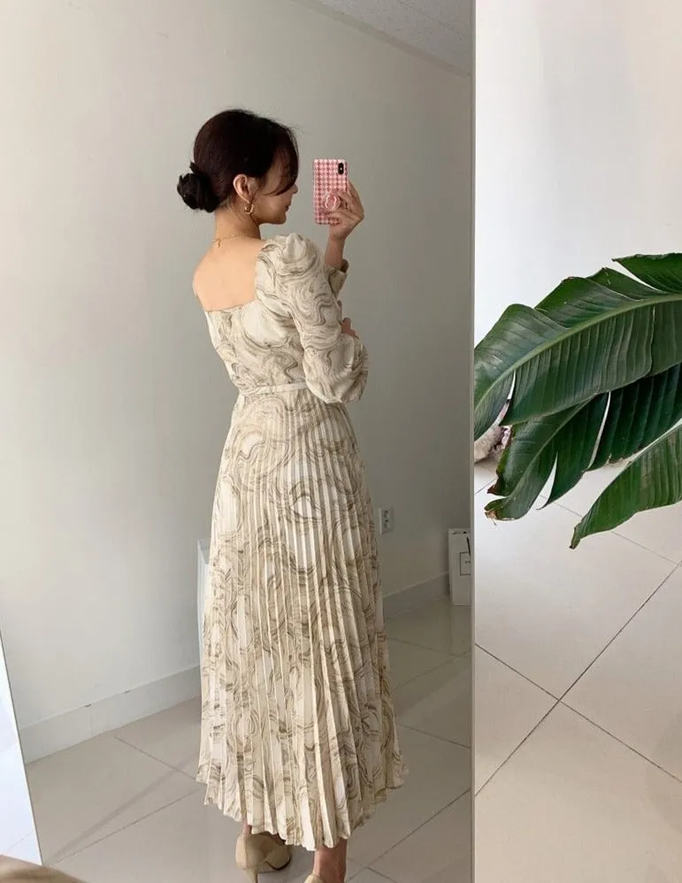 Stylemein - Pleated Maxi Dress | Full Sleeve Maxi Dress