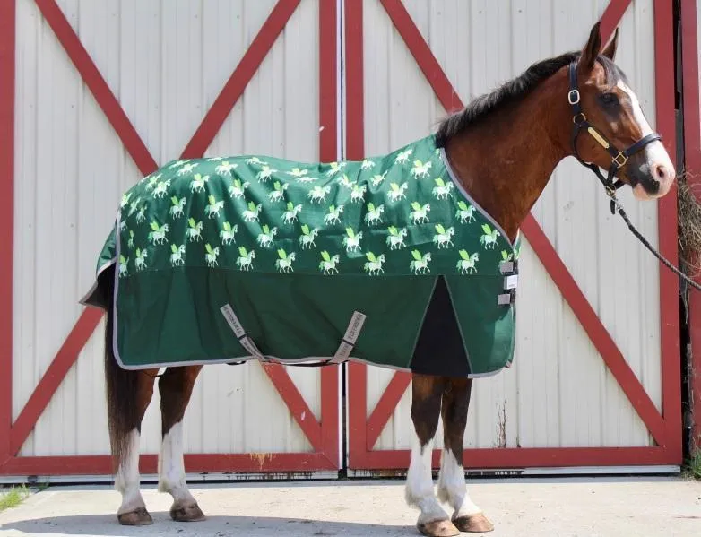 TuffRider 1200D Ripstop 220 GSM Polyfill Pony Horse Print Standard Neck Two Tone Turnout Blanket