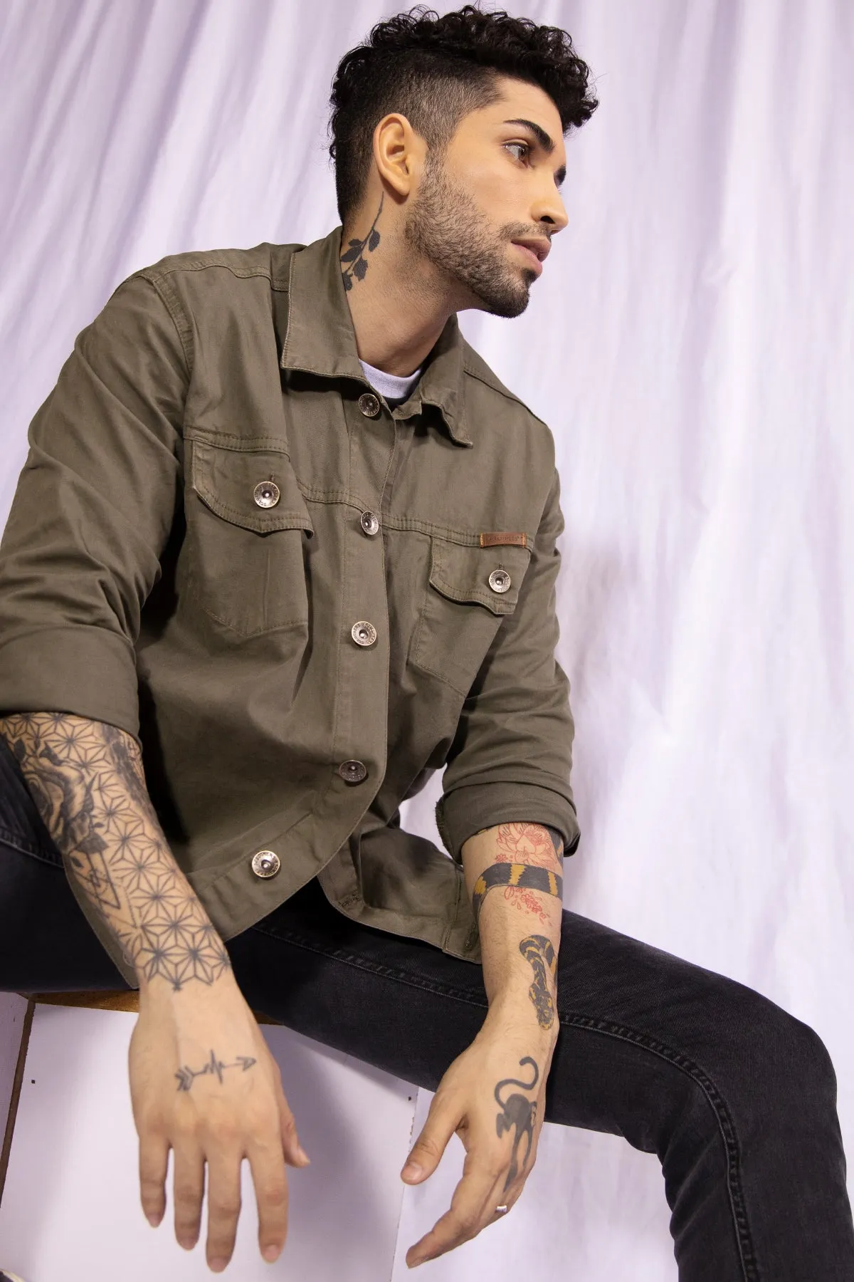 Vintage Olive Twill Jacket - W21 - MJ0002R