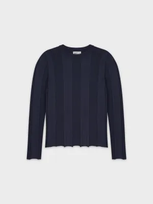 WIDE RIBBED SWEATER-NAVY