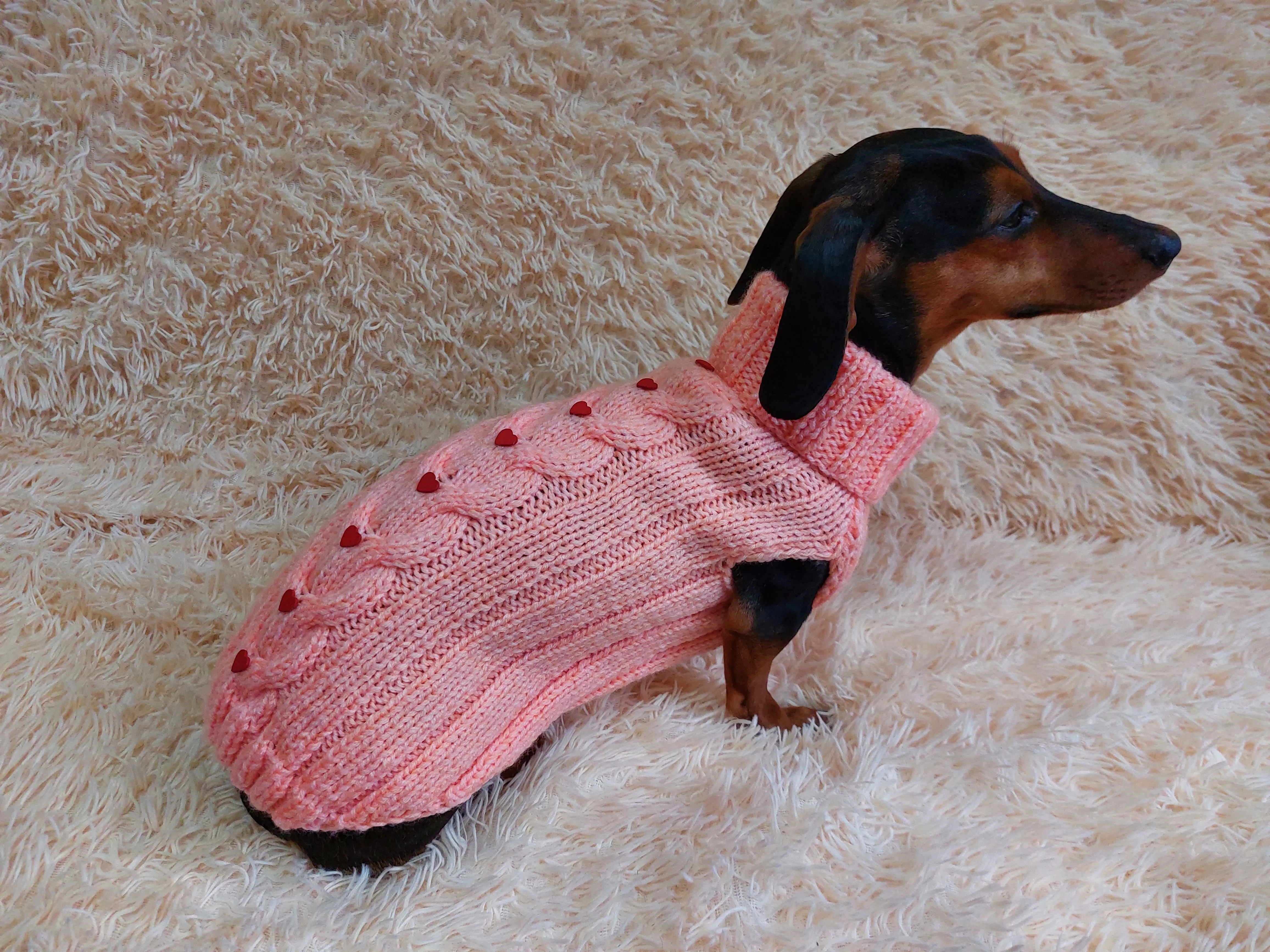 Winter pet clothes sweater with hearts,dog jumper pink with hearts