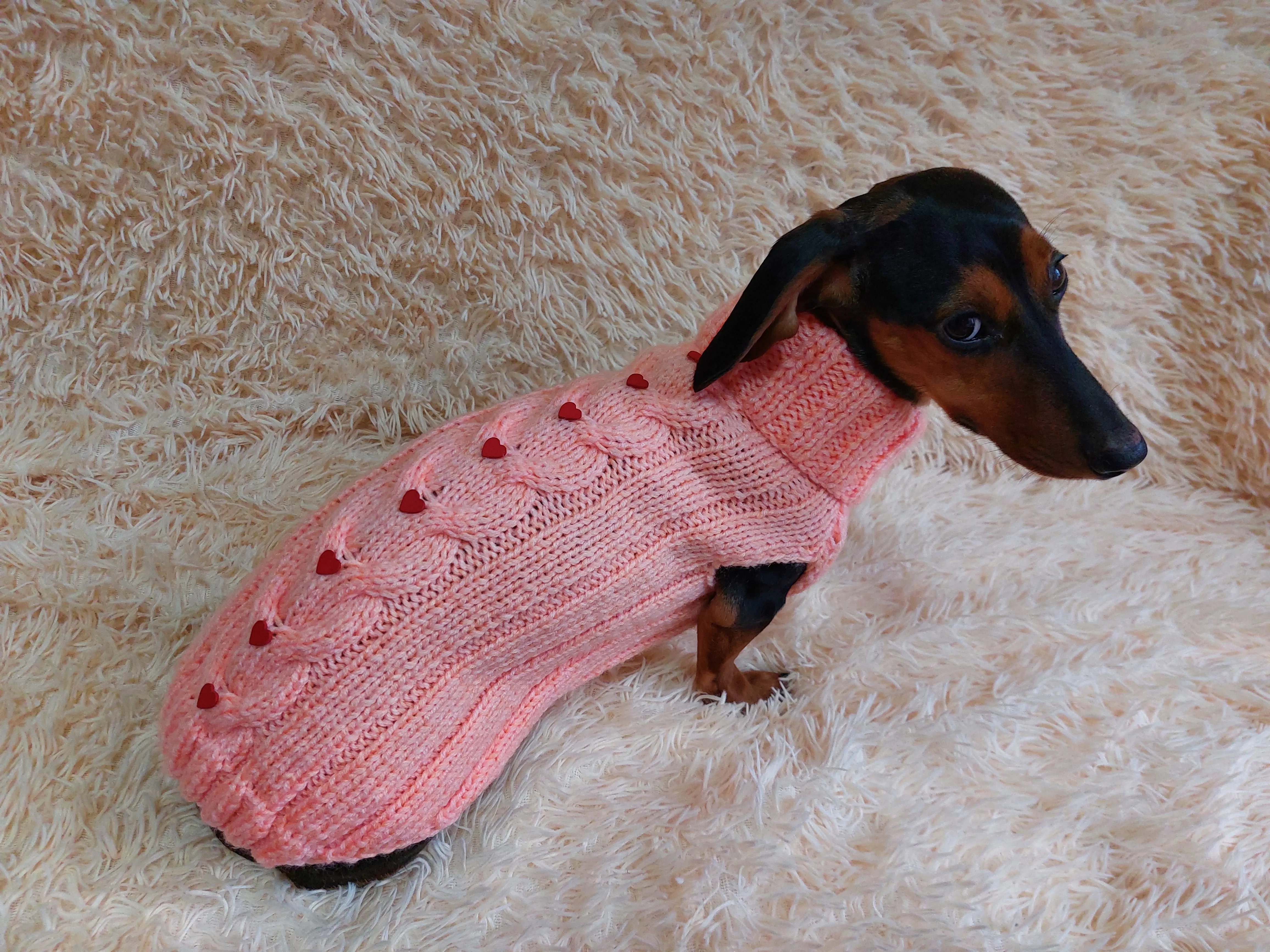 Winter pet clothes sweater with hearts,dog jumper pink with hearts
