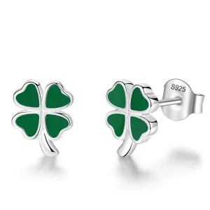 YE3203 925 Sterling Silver Lucky Clover Stud Earrings