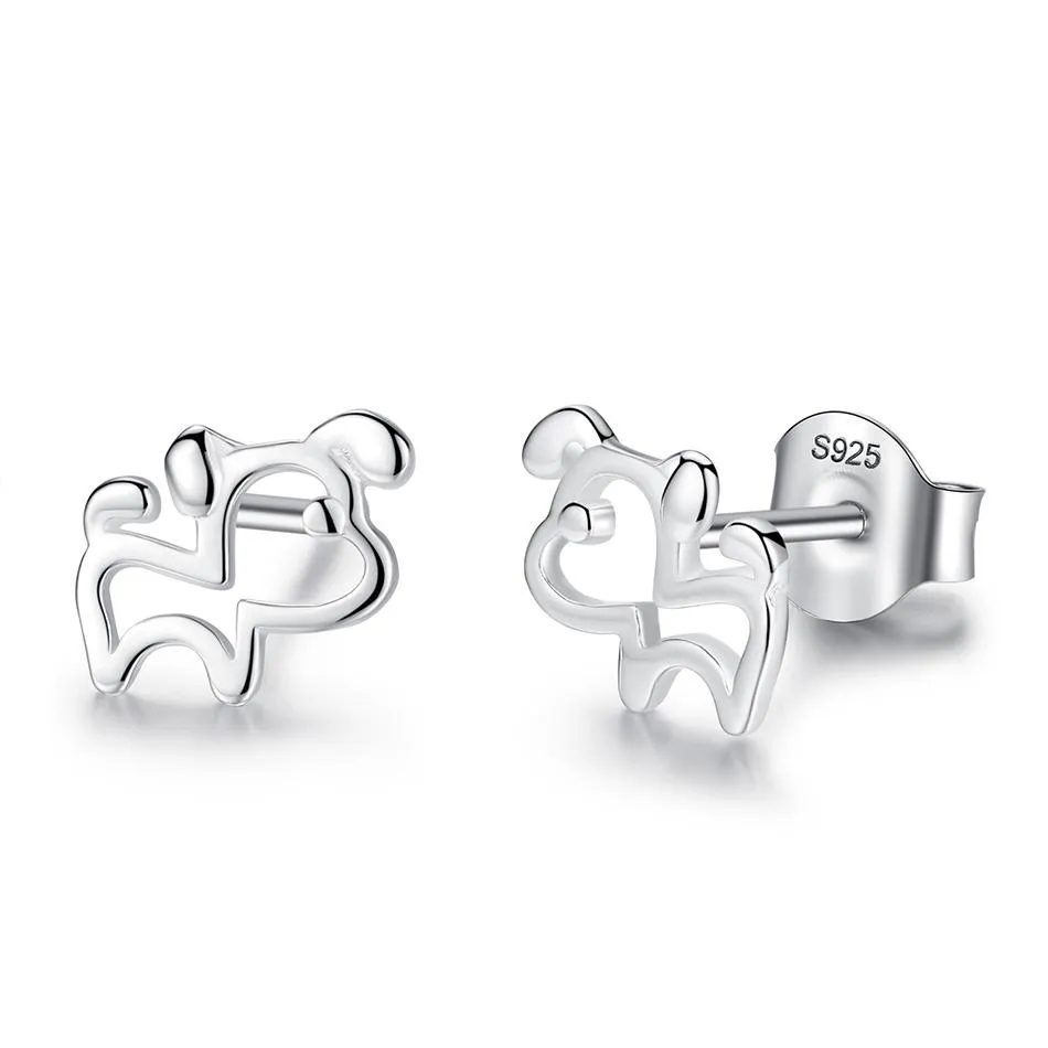 YE3209 925 Sterling Silver Silver Lovely Dog Earrings